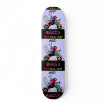 Cute cartoon  riding on a motorcycle skateboard