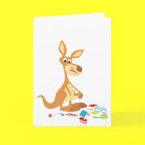 Cute Cartoon Rummaging Kangaroo Greeting Card