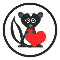 Cute Cartoon Sad Skunk Holding Heart Stickers