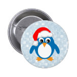 Cute Cartoon Santa Penguin Pinback Buttons
