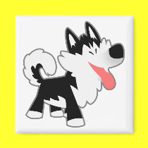 Cute Cartoon Siberian Husky Magnet