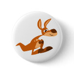 Cute Cartoon Silly Kangaroo Button Badge