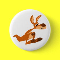 Cute Cartoon Silly Kangaroo Button Badge