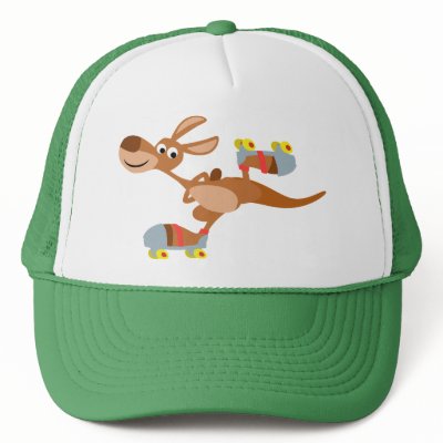 Cute Cartoon Skating Kangaroo Hat by Lioness_Graphics