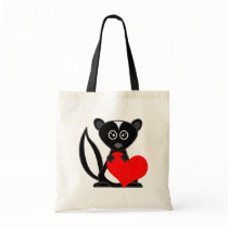 Cute Cartoon Skunk Holding Heart Tote Bags