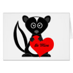 Cute Cartoon Skunk Holding Heart Cards