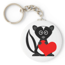 Cute Cartoon Skunk Holding Heart Key Chains