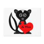 Cute Cartoon Skunk Holding Heart Postcards