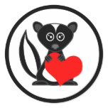 Cute Cartoon Skunk Holding Heart Stickers