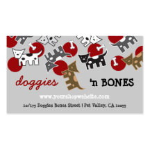 Cute Cartoon Spotted Doggies & Bones Pet Shop Business Cards