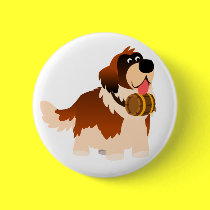 Cute Cartoon St Bernard Button Badge