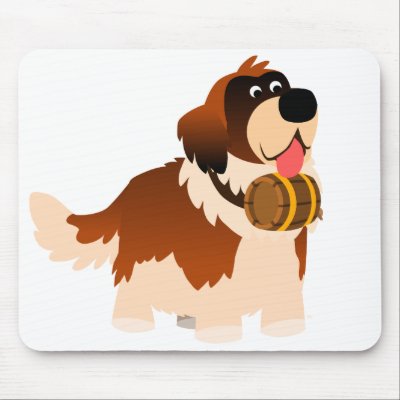 Cute Cartoon St Bernard Mousepad by Lioness_Graphics