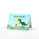 Cute Cartoon T-Rex Dino Baby Egg Hello World Card