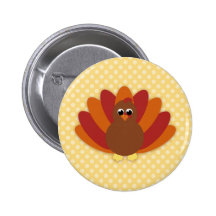 Cute Cartoon Thanksgiving Turkey Buttons