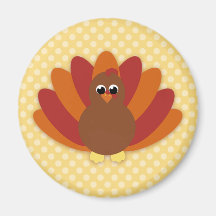 Cute Cartoon Thanksgiving Turkey Magnet
