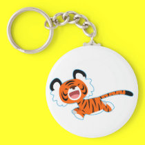 Cute Cartoon Tiger On The Run Keychain
