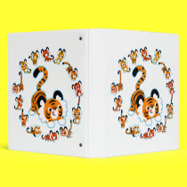 Cute Cartoon Tigers Mandala (Blue) Avery Binder