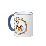 Cute Cartoon Tigers Mandala (Blue) Mug