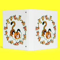 Cute Cartoon Tigers Mandala (green) Avery Binder