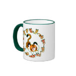 Cute Cartoon Tigers Mandala (green) Mug