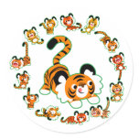Cute Cartoon Tigers Mandala (green) Sticker