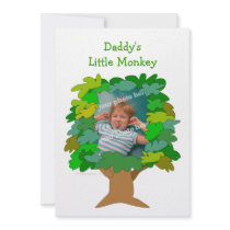 Cute Cartoon Tree Little Monkey Custom Photo Invitations