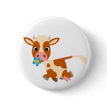 Cute Cartoon Trotting Cow  Button Badge