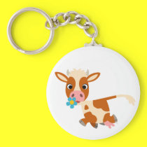 Cute Cartoon Trotting Cow Keychain