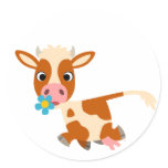Cute Cartoon Trotting Cow  Sticker