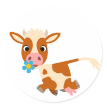 Cute Cartoon Trotting Cow  Sticker