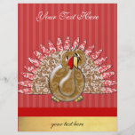 Cute Cartoon Turkey Damask Pattern Custom Flyer