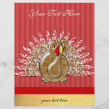 Cute Cartoon Turkey Damask Pattern Custom Flyer