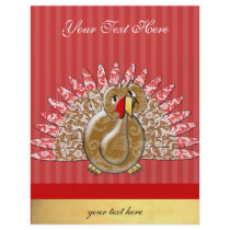 Cute Cartoon Turkey Damask Pattern