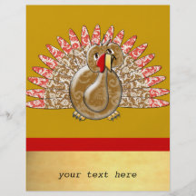 Cute Cartoon Turkey Damask Pattern Full Color Flyer