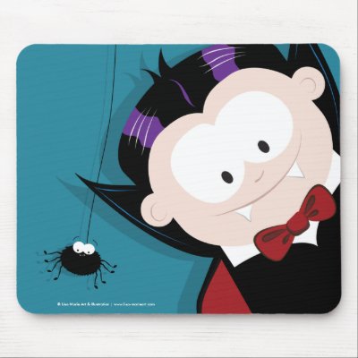 Cute Cartoon Vampire & Spider Halloween Mousepads by LisaMarieDesign