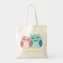 cute cartoon vector owl couple canvas bags