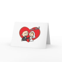Cute Cartoon "We Did" Wedding couple Cards