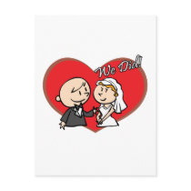Cute Cartoon "We Did" Wedding couple Postcards
