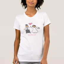 Cute Cartoon Wedding Couple Bride Groom Love Heart Tees