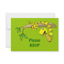 Cute Cartoon Yellow Snake in a Tree Reptile