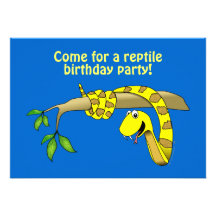 Cute Cartoon Yellow Snake in a Tree Reptile Personalized Invitations