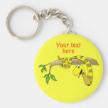 Cute Cartoon Yellow Snake in a Tree Reptile Keychain