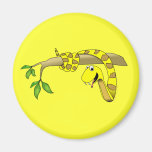 Cute Cartoon Yellow Snake in a Tree Reptile Fridge Magnets