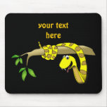 Cute Cartoon Yellow Snake in a Tree Reptile Mousepad