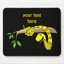 Cute Cartoon Yellow Snake in a Tree Reptile Mousepad