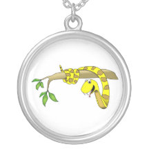 Cute Cartoon Yellow Snake in a Tree Reptile Jewelry