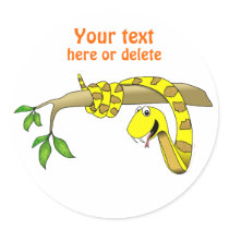 Cute Cartoon Yellow Snake in a Tree Reptile