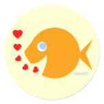 Cute CartoonFish Love Stickers For Valentines Day