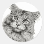 Cute Cat Art Round Sticker