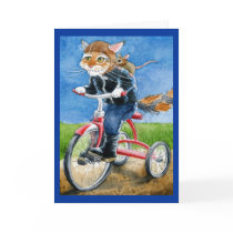 Cute cat bike gang greeting or blank card